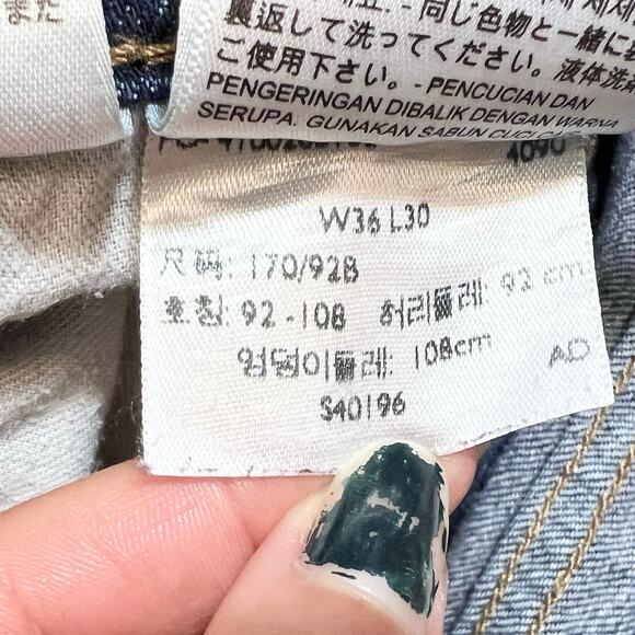 Levis 514 Jeans Men 36x30 Dark Blue Denim Wash Loose Straight Mid Rise Used - Picture 6 of 11